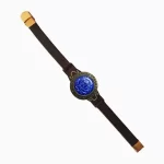 دستبند میناکاری با چرم قهوه ای سوخته