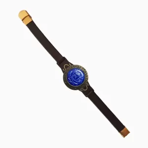 دستبند میناکاری با چرم قهوه ای سوخته