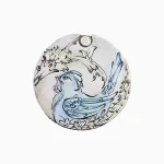 آینه میناکاری جیبی با طرح گل و مرغ