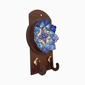 جاکلیدی چوبی دیواری با بشقاب میناکاری 5 سانتی