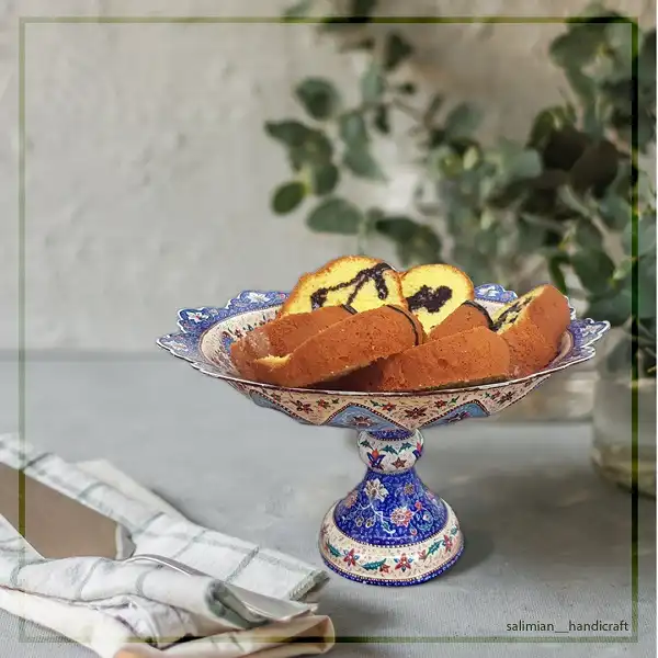 کاسه پایه دار میناکاری شده مخصوص سرو شیرینی