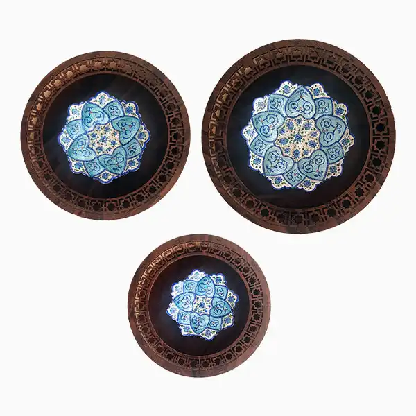 three-enameled-plates-series-2 قاب سری سه تایی بشقاب میناکاری شده