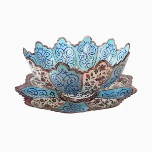 کاسه بشقاب مسی میناکاری