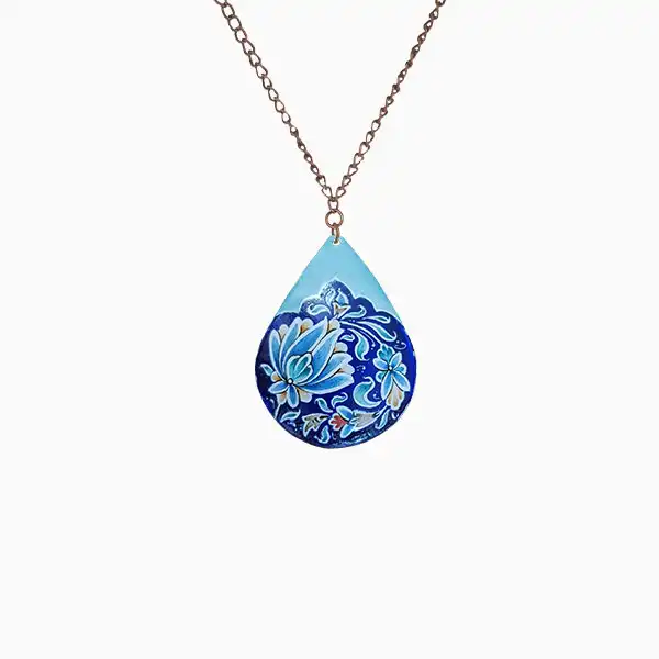 teardrop-enamel-necklace گردنبند میناکاری شده دست ساز طرح اشک