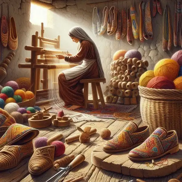 گیوه بافی یکی از صنایع دستی قدیمی شیراز