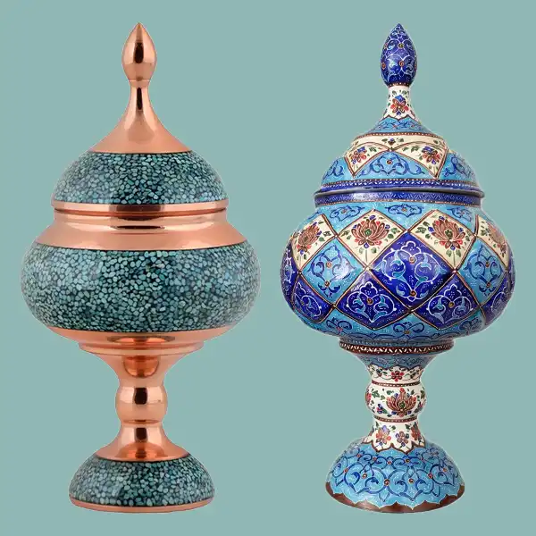 مقایسه میناکاری فیروزه کوبی