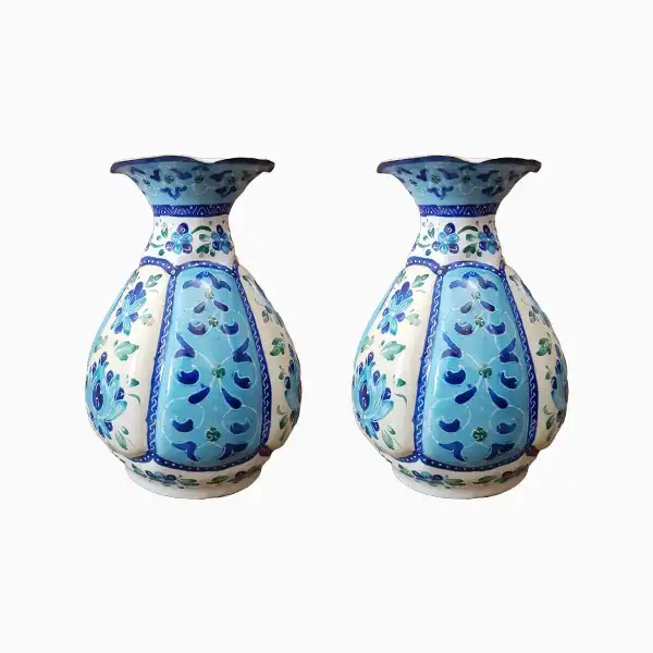 Isfahan turquoise enamel vase (3) خرید گلدان میناکاری فیروزه ای اصفهان