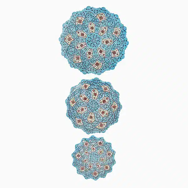 خرید ست سه‌تایی بشقاب میناکاری دست‌ساز با طرح‌های هماهنگ برای دکور منزل