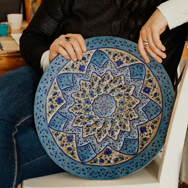 بشقاب میناکاری فیروزه ای مناسب خرید هدیه