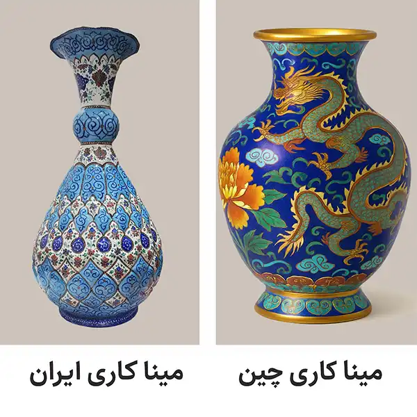 مقایسه میناکاری ایران و چین