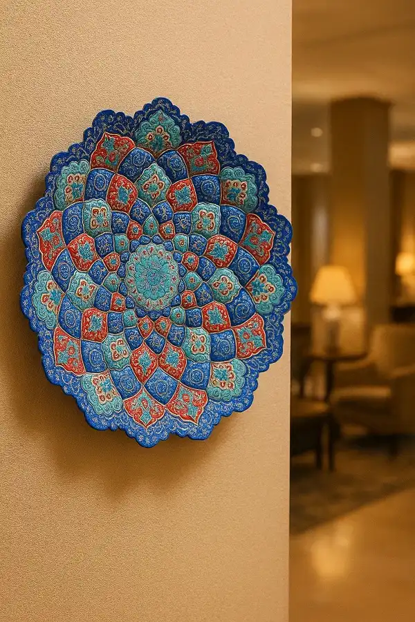 تاثیر استفاده از بشقاب‌های میناکاری در ایجاد فضای لاکچری در لابی هتل