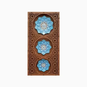 تابلو دیواری میناکاری سه تکه با بشقاب های ۸، ۱۰ و ۱۲ سانتی متری