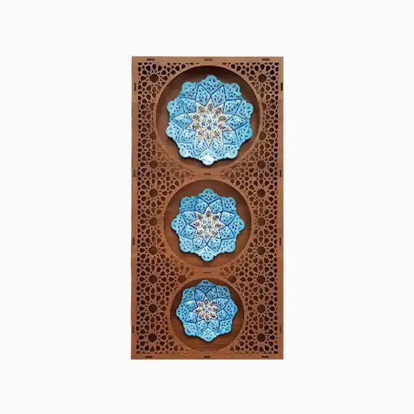 تابلو دیواری میناکاری سه تکه با بشقاب های ۸، ۱۰ و ۱۲ سانتی متری