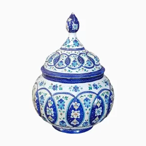 قندان میناکاری طرح شکوفه آبی