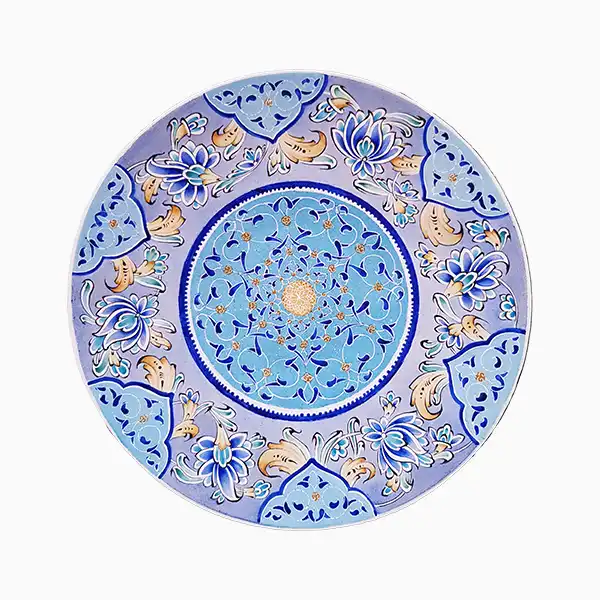 enamel-plate-16-cm-blue-eslimi-design قیمت خرید بشقاب میناکاری 16 سانتی اصفهان طرح اسلیمی آبی