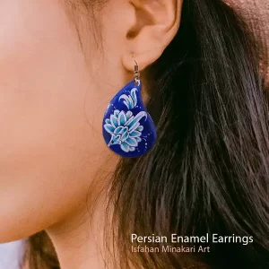 گوشواره میناکاری اشک لاجورد