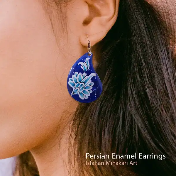 گوشواره میناکاری اشک لاجورد