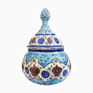 قندان میناکاری فیروزه ای طرح شاه عباسی