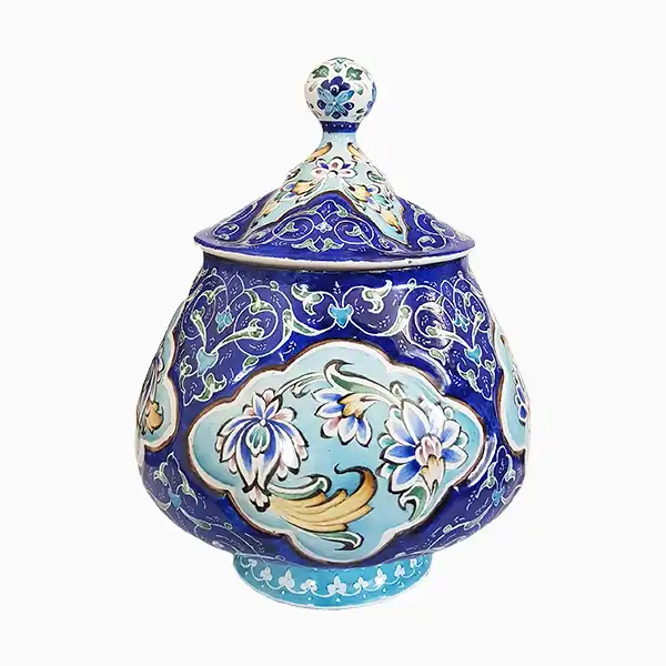 قندان میناکاری مدل دیزی خوری لاجورد