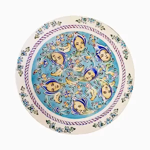 بشقاب میناکاری طرح رخسار فیروزه ای