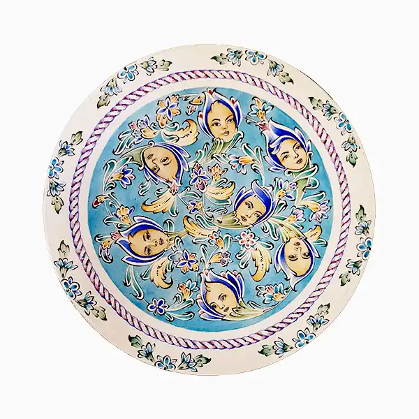 Enamel-Turquoise-Face-Plate (2) بشقاب میناکاری طرح رخسار فیروزه ای